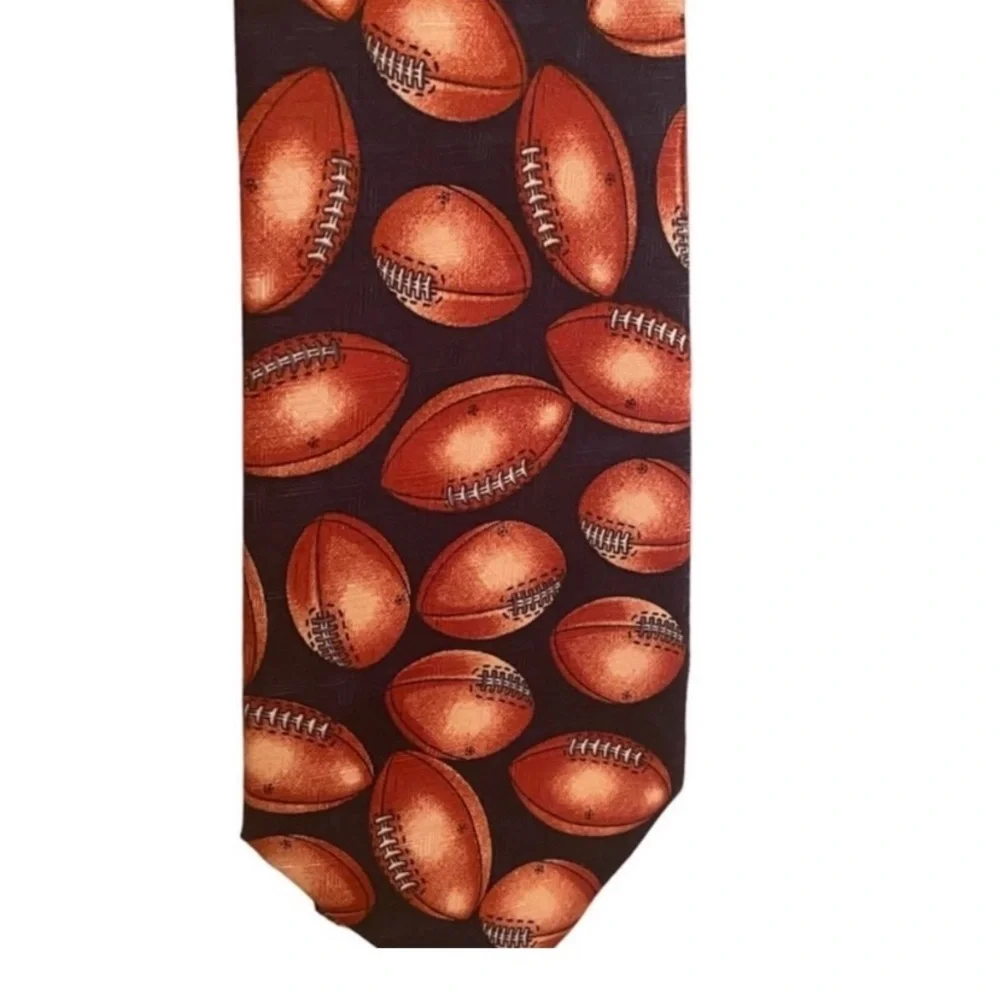 Florence Men's Novelty Football Pattern Necktie Blue Brown Sports Fan Coach Gift